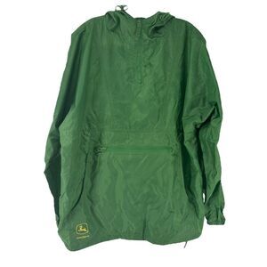 John Deer Packable Windbreaker Pullover Mens Size L Green Travel Lightweight